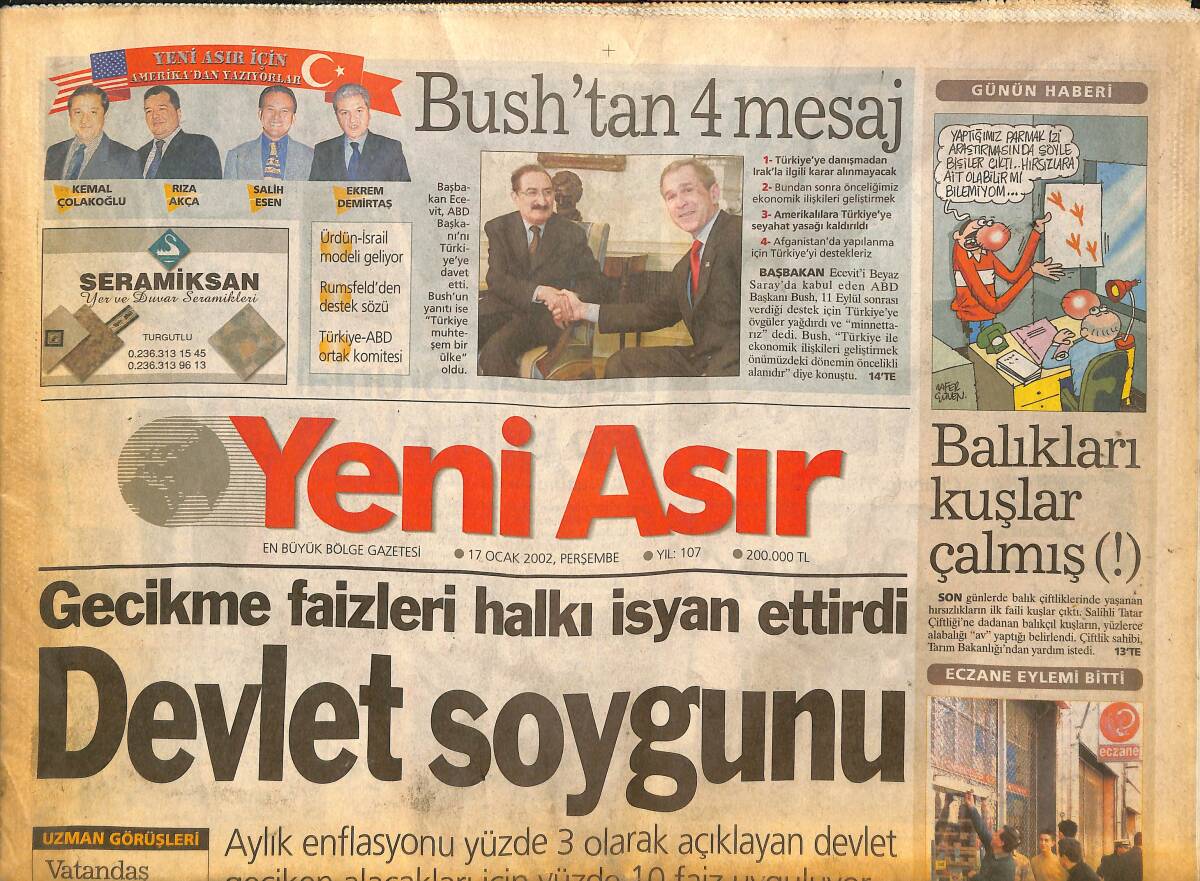 Yeni Asır Gazetesi 17 Ocak 2002 - Galatasaray Maden Buldu - 5 Yıl Süren Bürokrasi Selçuk Yaşar'ı Bunalttı GZ133480 - 1