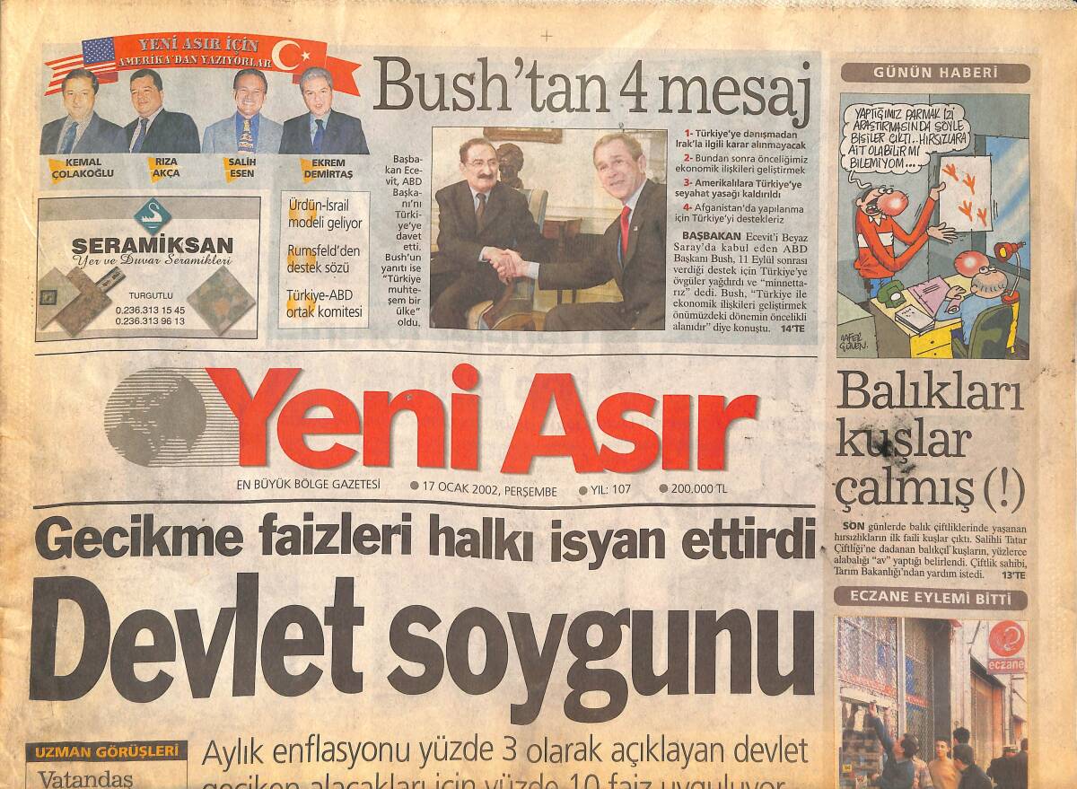 Yeni Asır Gazetesi 17 Ocak 2002 - Galatasaray Maden Buldu - 5 Yıl Süren Bürokrasi Selçuk Yaşar'ı Bunalttı GZ133602 - 1