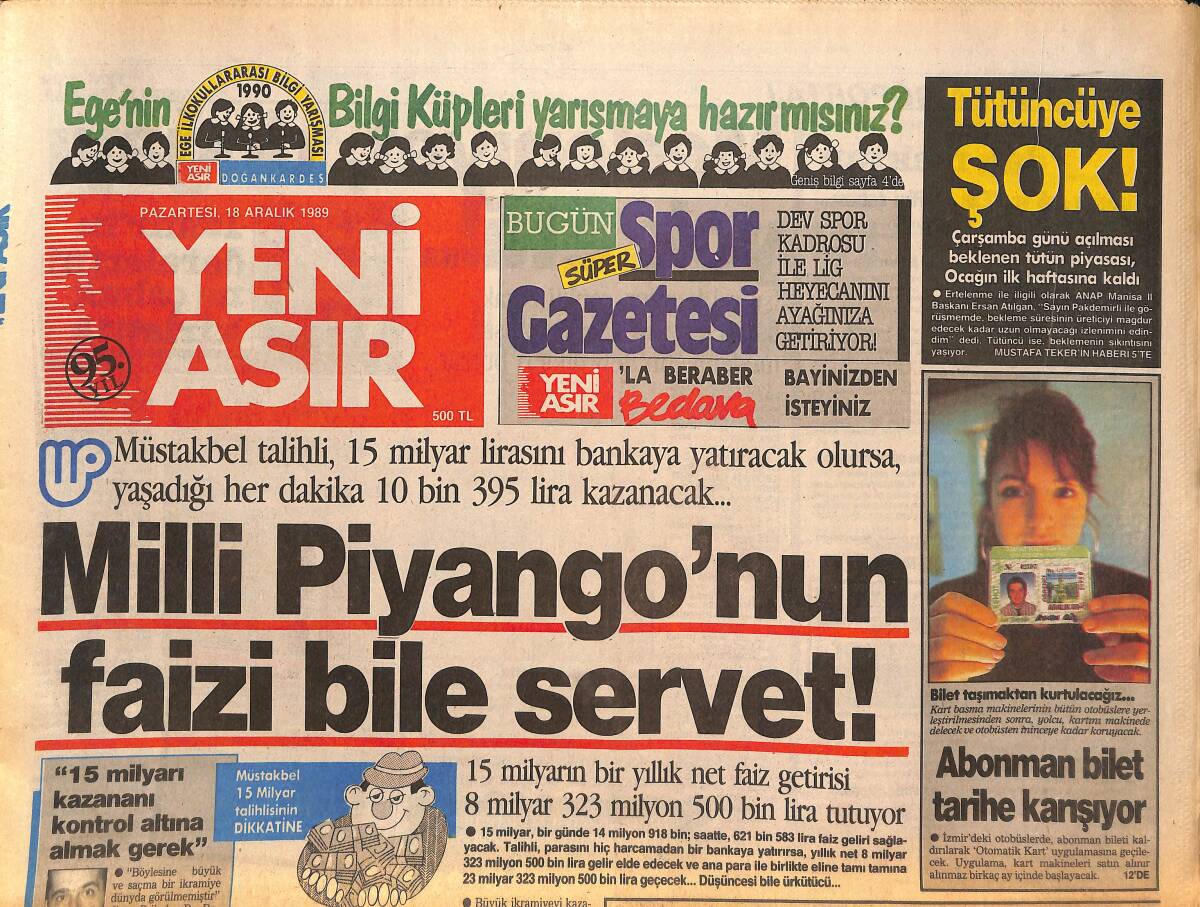 Yeni Asır Gazetesi 18 Aralık 1989 - Lee Van Cleef Öldü - Floransa'daki Meşhur Piazza Della Signoria Meydanının Aynısı ! GZ134311 - 1