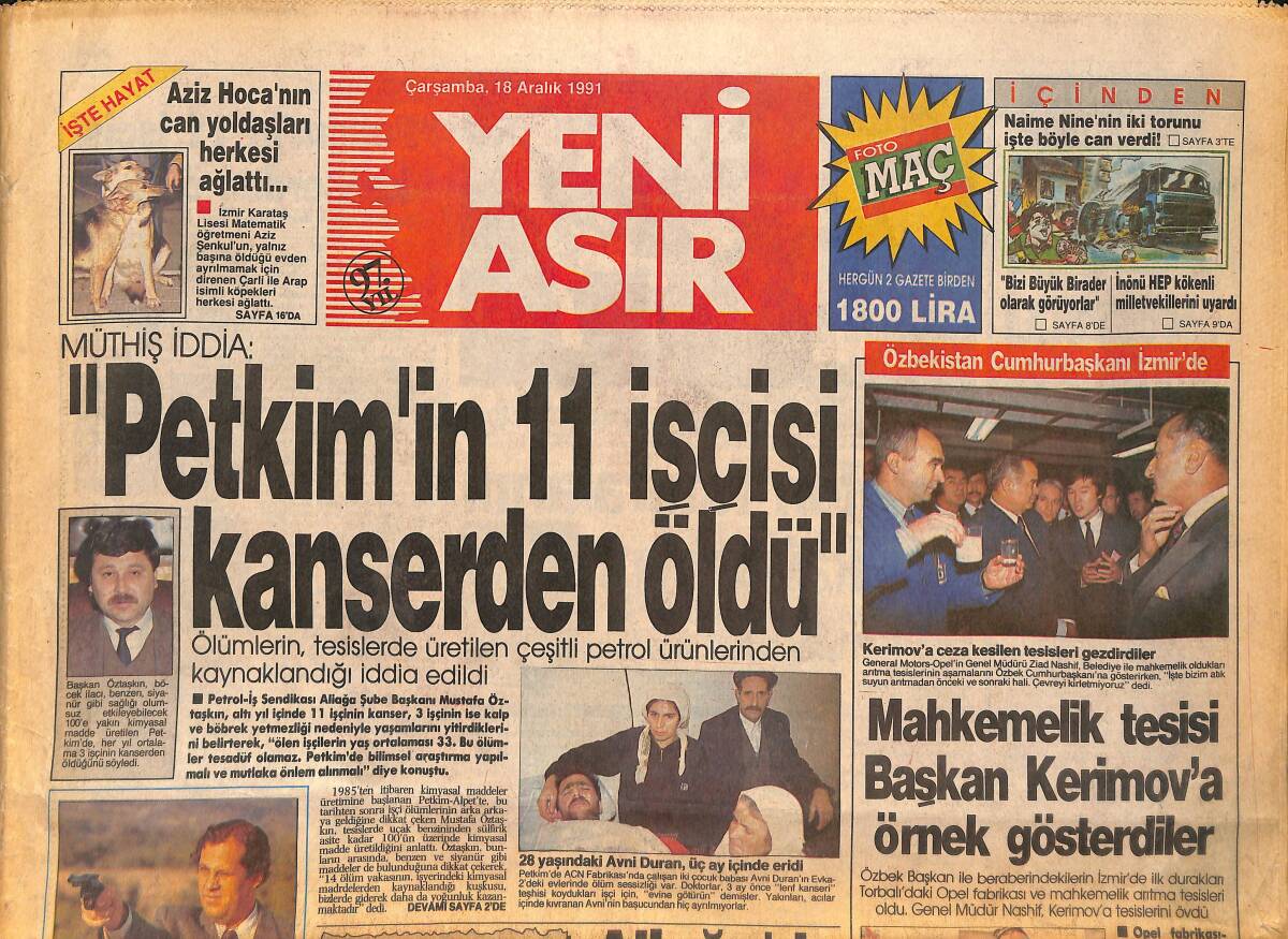 Yeni Asır Gazetesi 18 Aralık 1991 - İnönü'den Sert Uyarı 