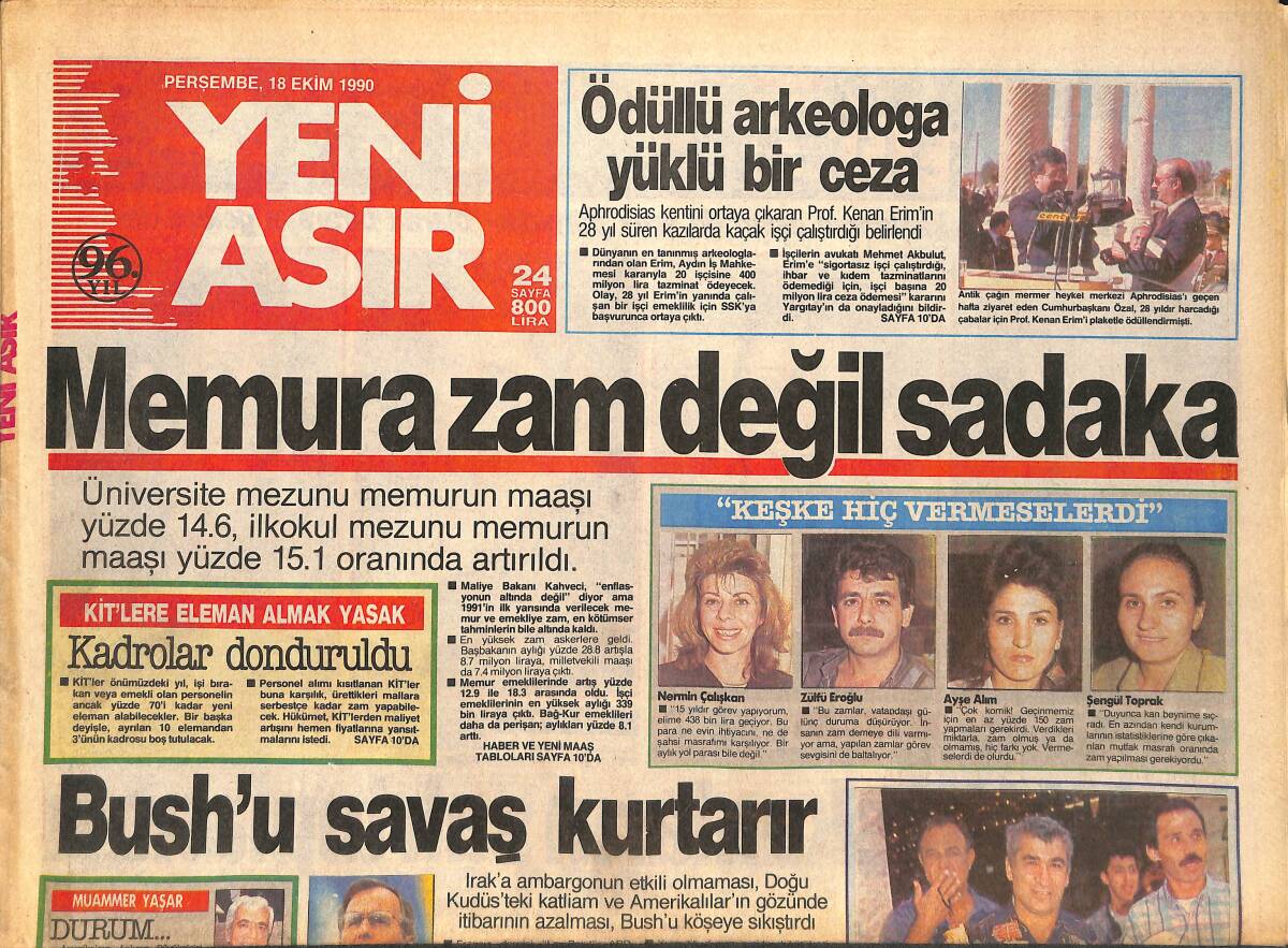 Yeni Asır Gazetesi 18 Ekim 1990 - Mozart'tan Elvis Presley'e - Bush'u Savaş Kurtarır GZ133705 - 1