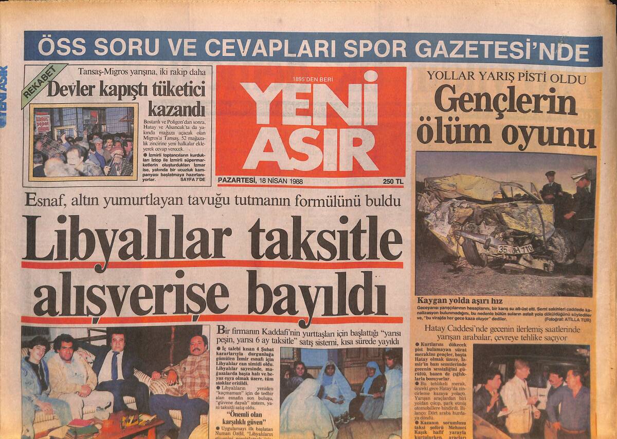 Yeni Asır Gazetesi 18 Nisan 1988 - SHP Yol Ağzında - Direksiyonda Saatli Bomba GZ134290 - 1