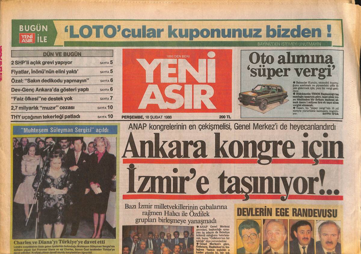 Yeni Asır Gazetesi 18 Şubat 1988 - Perinçek'ten Yeni İddialar - Ankara Kongre İçin İzmir'e Taşınıyor GZ132100 - 1