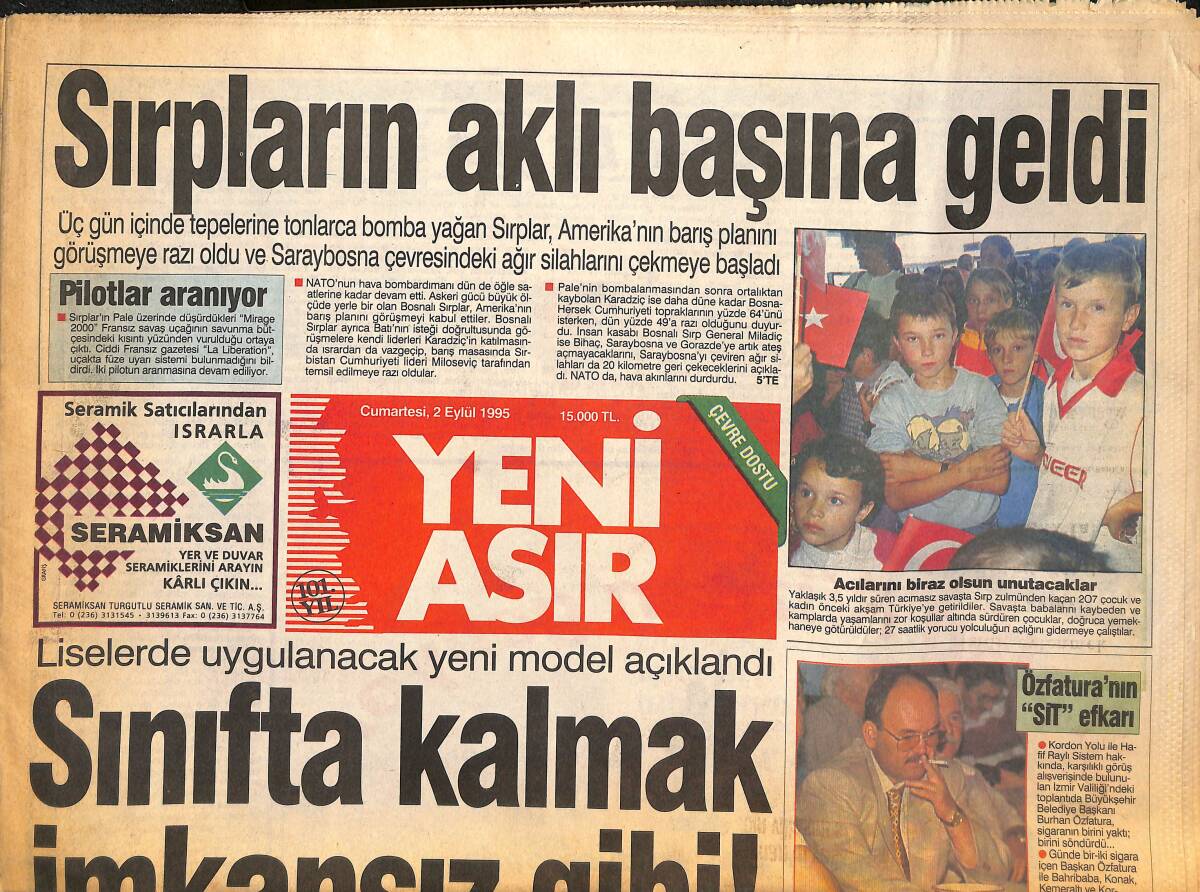 Yeni Asır Gazetesi 2 Eylül 1995 - Türkeş , Semra Özal'ı MHP'ye Kabul Etmedi - Alihan'ın Biletleri Kendi İçin GZ131589 - 1