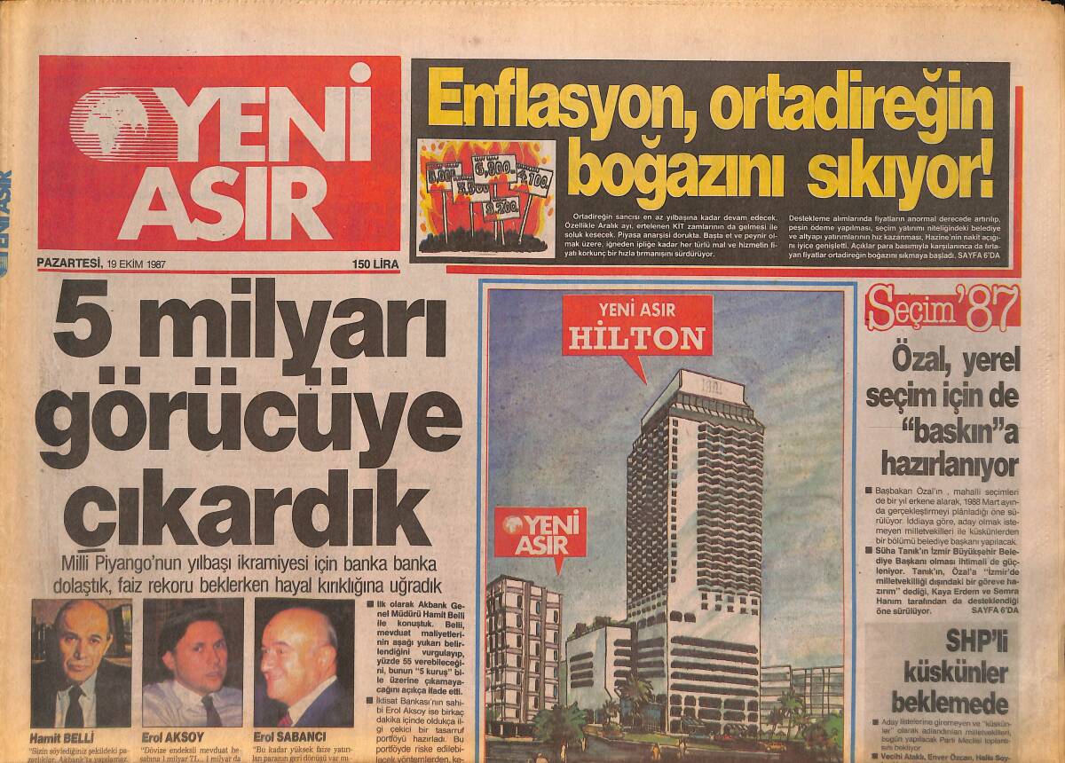 Yeni Asır Gazetesi 19 Ekim 1987 - Türkan Şoray'a Her Rol Yakışıyor - Seçkin Bir Lezzet Daha 