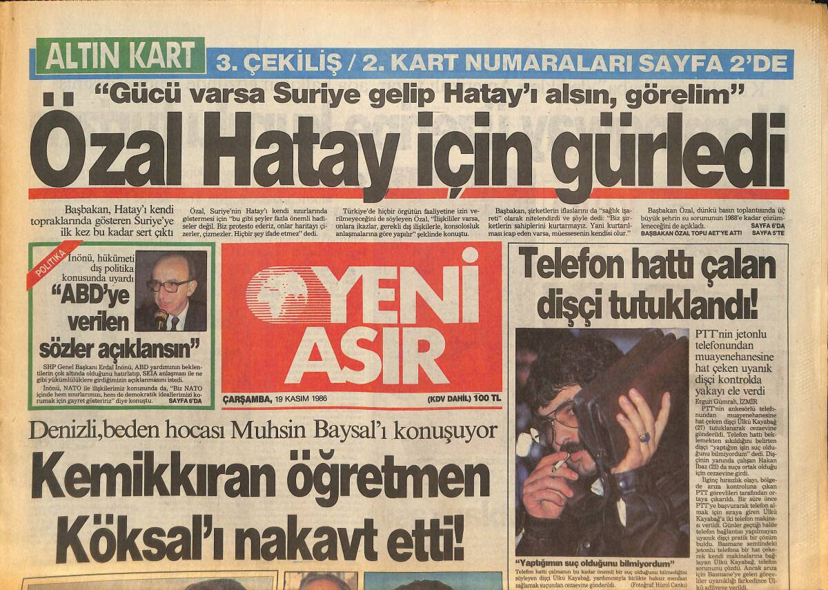 Yeni Asır Gazetesi 19 Kasım 1986 - Ahmet Özhan Evlendi - Milli Takıma 3 Ay Kamp GZ133631 - 1