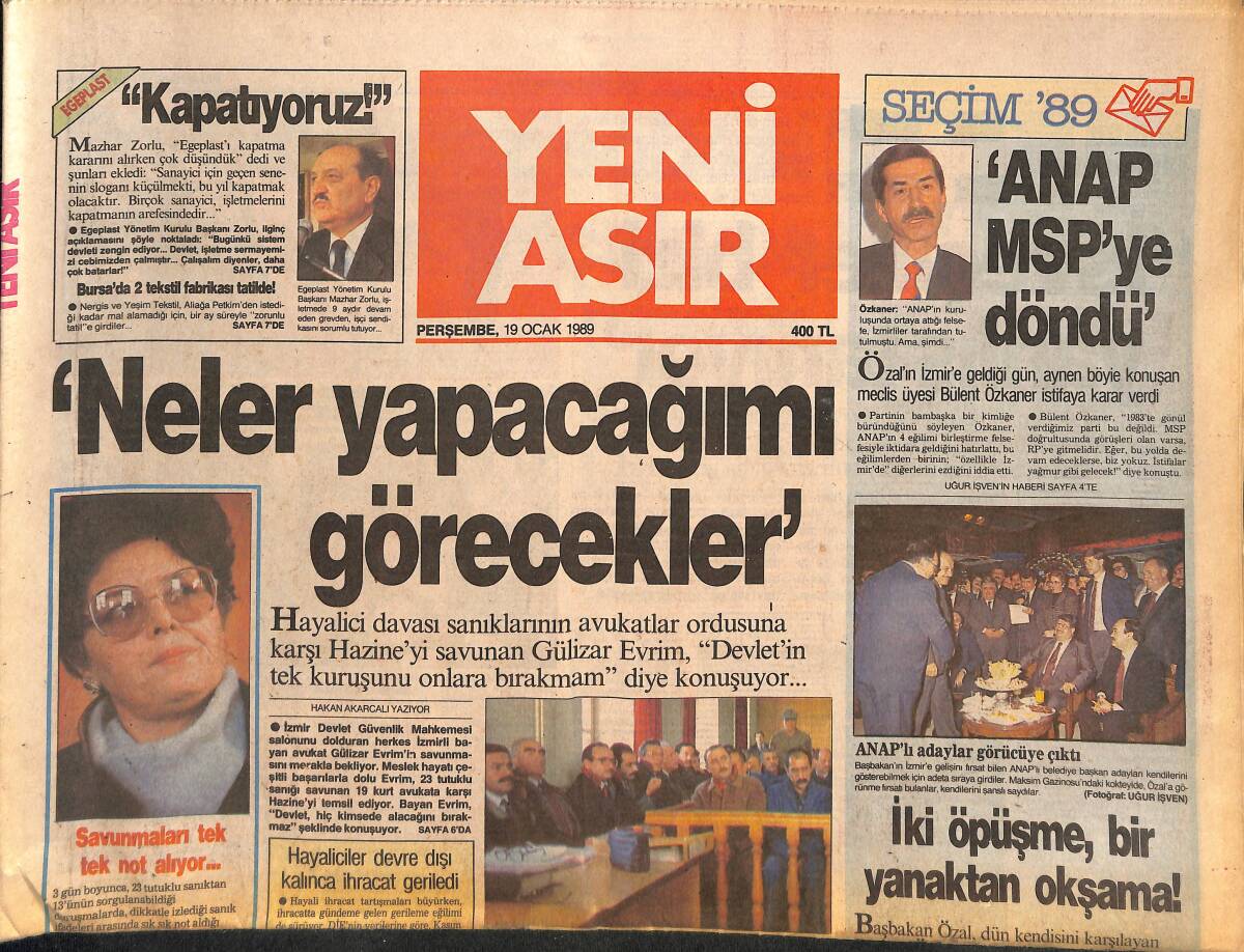 Yeni Asır Gazetesi 19 Ocak 1989 - ETİBANK'ta Bir Şeyler Oluyor... - Kaf-Kaf'ın Cimbom Haftası GZ132087 - 1