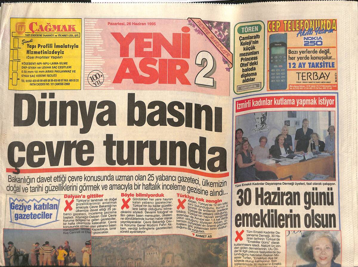 Yeni Asır Gazetesi 2 Eki 26 Haziran 1995 - Fiat'tan Brava İle Bravo - Virgin Cola Geliyor GZ133654 - 1