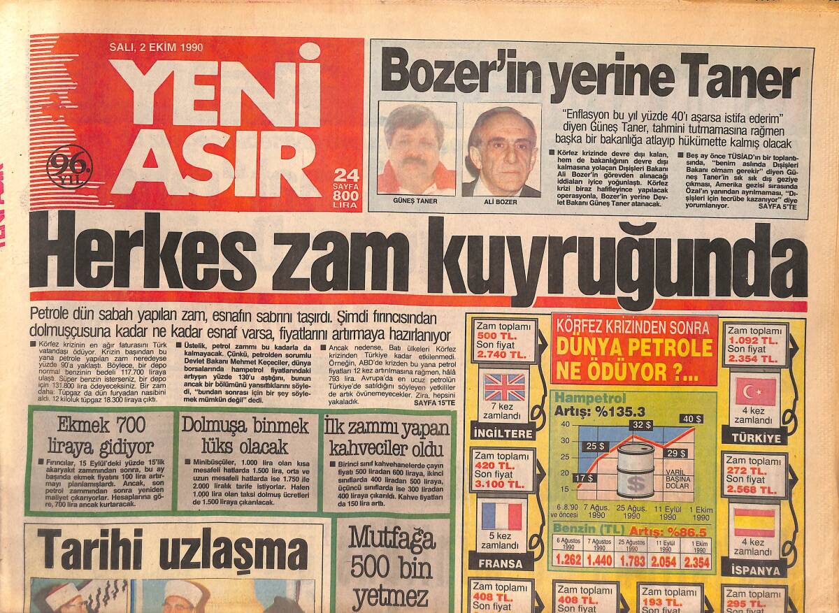 Yeni Asır Gazetesi 2 Ekim 1990 - Bülent Ersoy'a Böbrek Ameliyatı - Çakmur'un Müdürü DSP'ye Bağış Yaptı GZ133477 - 1