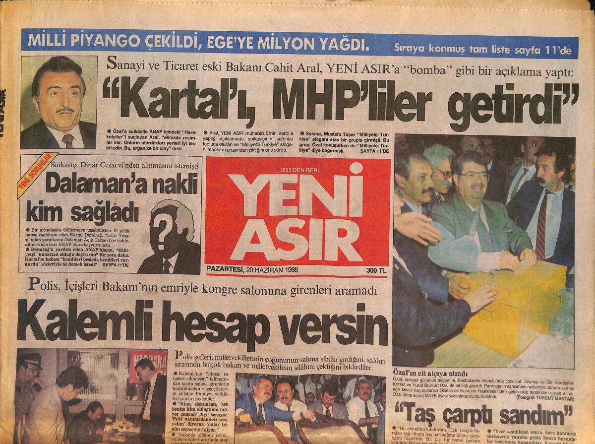 Yeni Asır Gazetesi 20 Haziran 1988 - Bülent Ersoy'u Kadın Diye Yutturdular - Dalaman'a Nakli Kim Sağladı ? GZ132073 - 1