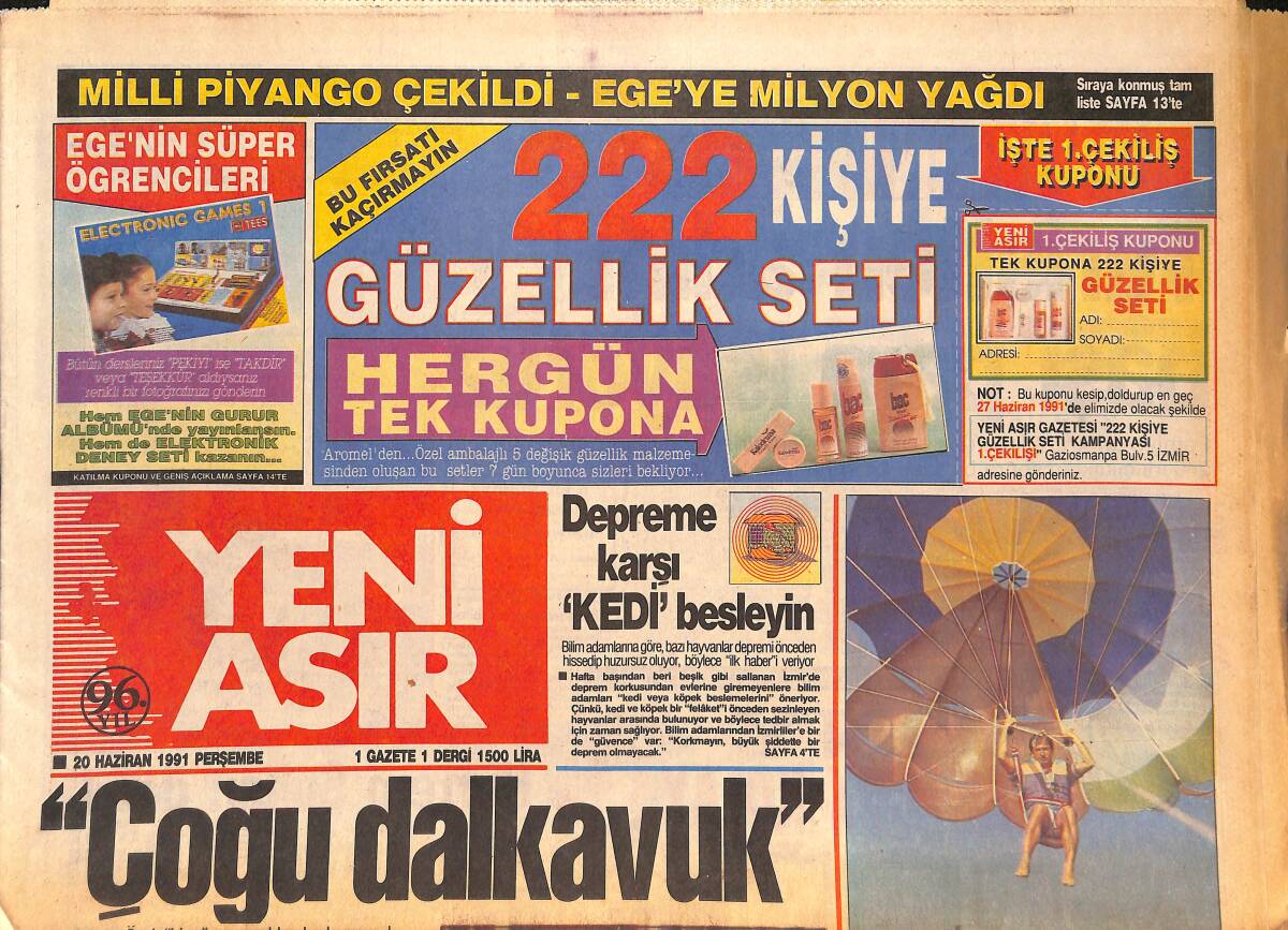 Yeni Asır Gazetesi 20 Haziran 1991 - Gascoigne Sahalara Dönüyor - Doğan Bakanlık Teklifini Reddetti GZ134395 - 1