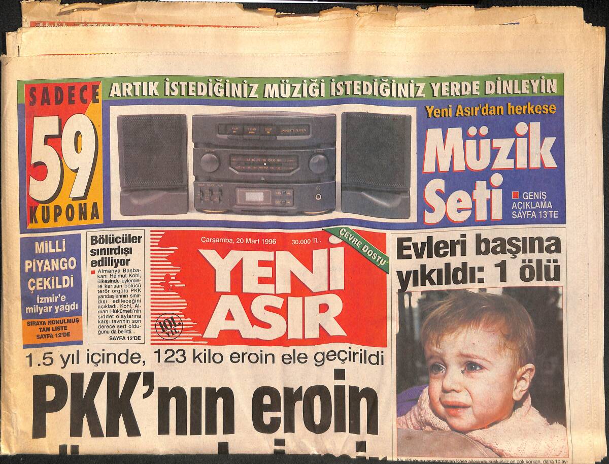 Yeni Asır Gazetesi 20 Mart 1996 - Fenerbahçe'de Her Maç Final - En Centilmen ALTAY GZ133633 - 1