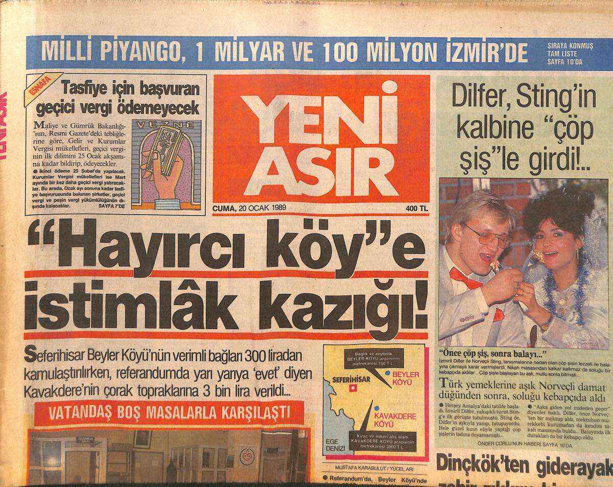 Yeni Asır Gazetesi 20 Ocak 1989 - Engin Berberoğlu SHP'den İstifa Etti - Beşiktaş Zalad'ı Geri Gönderiyor GZ132086 - 1