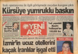 Yeni Asır Gazetesi 25 Eylül 1986 - İzmir'in Ucuz Otellerini Kaçak İranlılar İşgal Etti - Tanju , Fransız TV'sine Çıkıyor GZ131629 - Gökçekoleksiyon