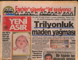 Yeni Asır Gazetesi 20 Aralık 1989 - Fatih Terim'in Muhalif Hanımı - Trilyonluk Maden Yağması GZ131626 - Gökçekoleksiyon