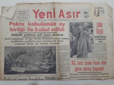 Yeni Asır Gazetesi 21 Eylül 1951 - Atlantik Paktının Asil Üyesi Oluyoruz GZ71769 - 1