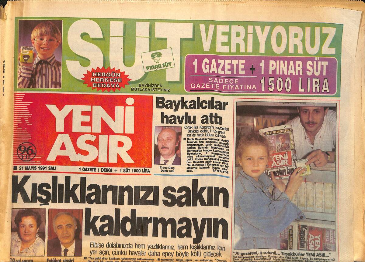 Yeni Asır Gazetesi 21 Mayıs 1991 - Termik Santral 60 Bin Kişiyi Ölüme Sürüklüyor - Baykalcılar Havlu Attı GZ132261 - 1
