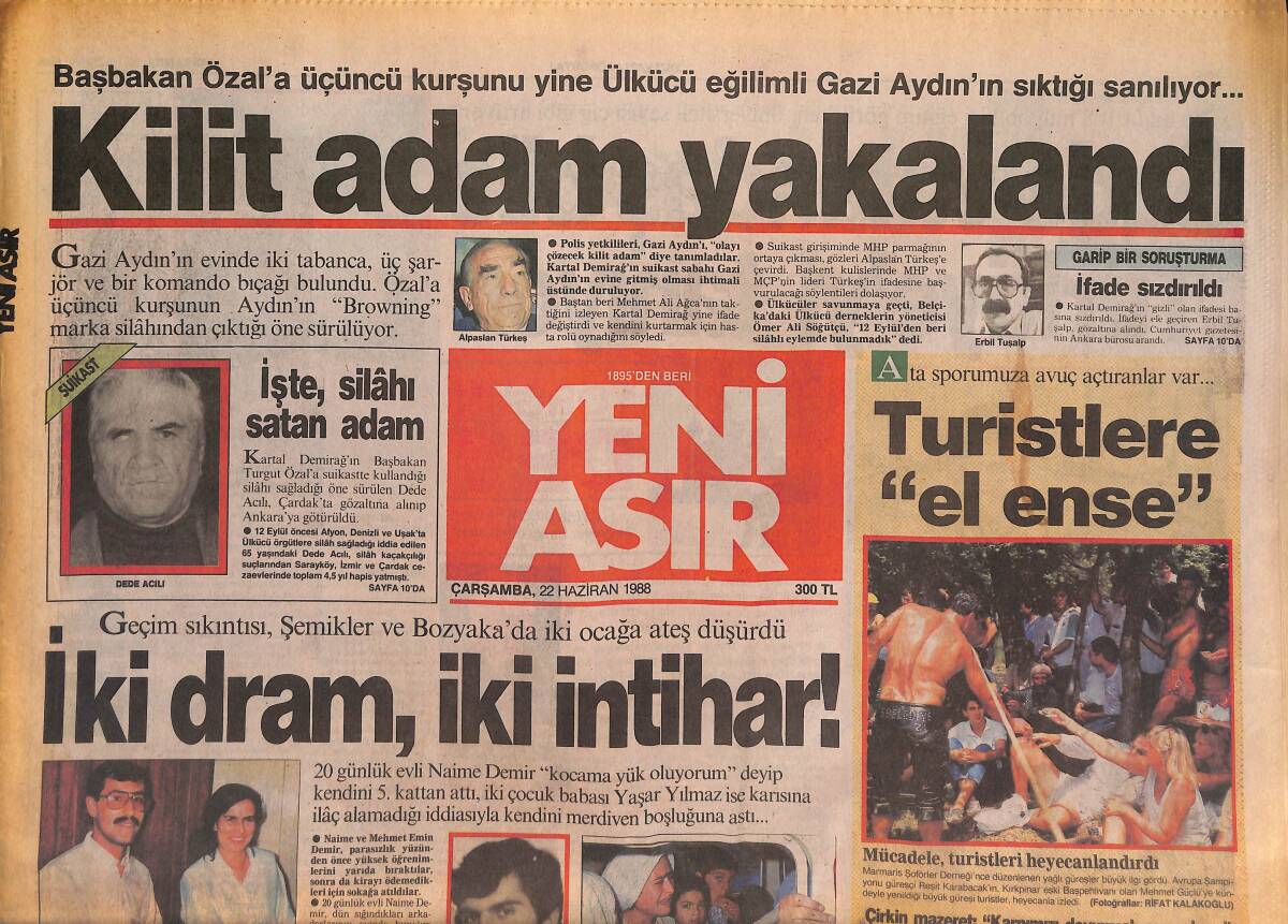 Yeni Asır Gazetesi 22 Haziran 1988 - Dukakis İçin Seferberlik - Papandreu'nun Oğlu Hükümette GZ132072 - 1