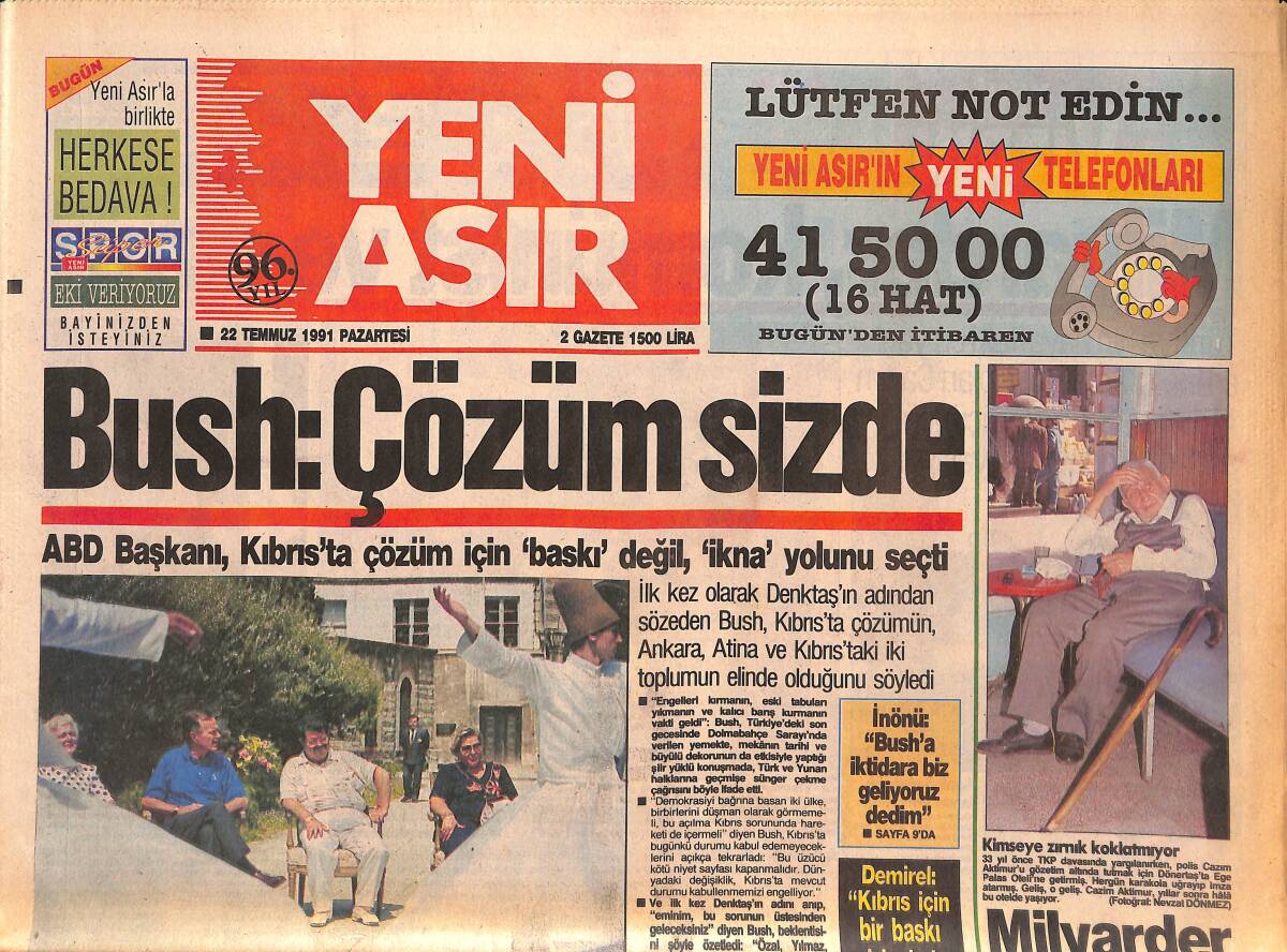 Yeni Asır Gazetesi 22 Temmuz 1991 - Baykal Fırtınası - Sevim Tuna ''20'sinde Gibiyim '' GZ134410 - 1