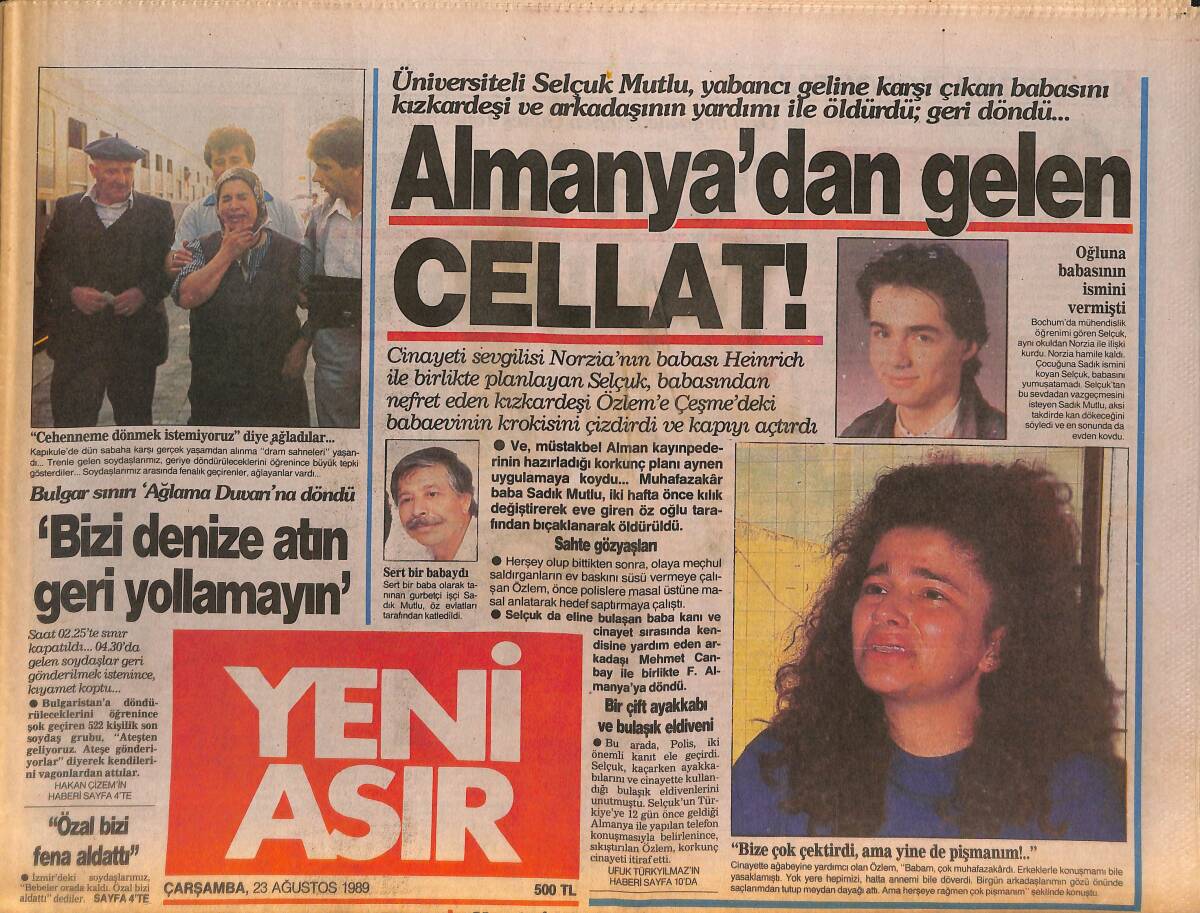 Yeni Asır Gazetesi 23 Ağustos 1989 - Almanya'dan Gelen Cellat! - Zerrin Özer Büyüledi - Fuar Akasyalar Gazino Afişi, Bülent Ersoy, İbrahim Tatlıses GZ132168 - 1
