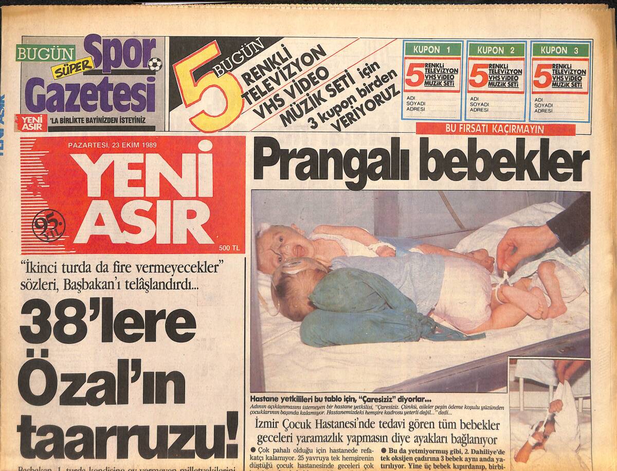 Yeni Asır Gazetesi 23 Ekim 1989 - Evren İçin Zırhlı BMW - Göztepe İnegöl'de Canını Zor Kurtardı GZ134080 - 1