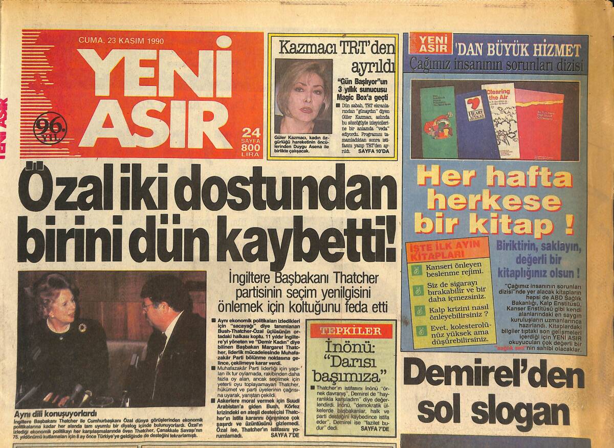 Yeni Asır Gazetesi 23 Kasım 1990 - Metaş'ı İşletecek Kiracı Aranıyor - Bülent Ersoy'un Muhteşem Dönüşü GZ133558 - 1