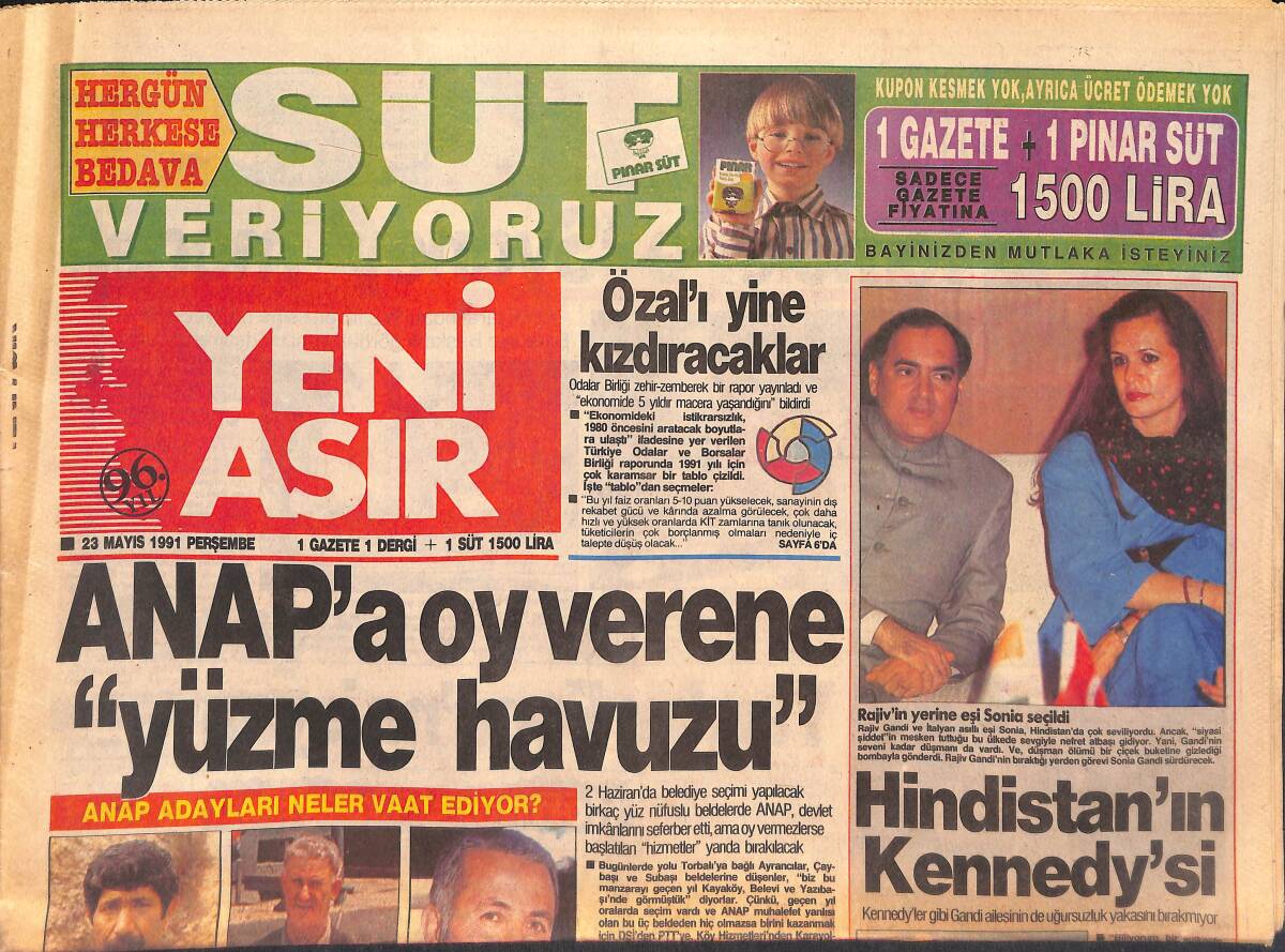 Yeni Asır Gazetesi 23 Mayıs 1991 - Karabağlar Cinayetini Zanlısı : Almanya İzni Çıkmayınca Öldürdüm - DYP'de Milletvekilliği Kavgası GZ132182 - 1