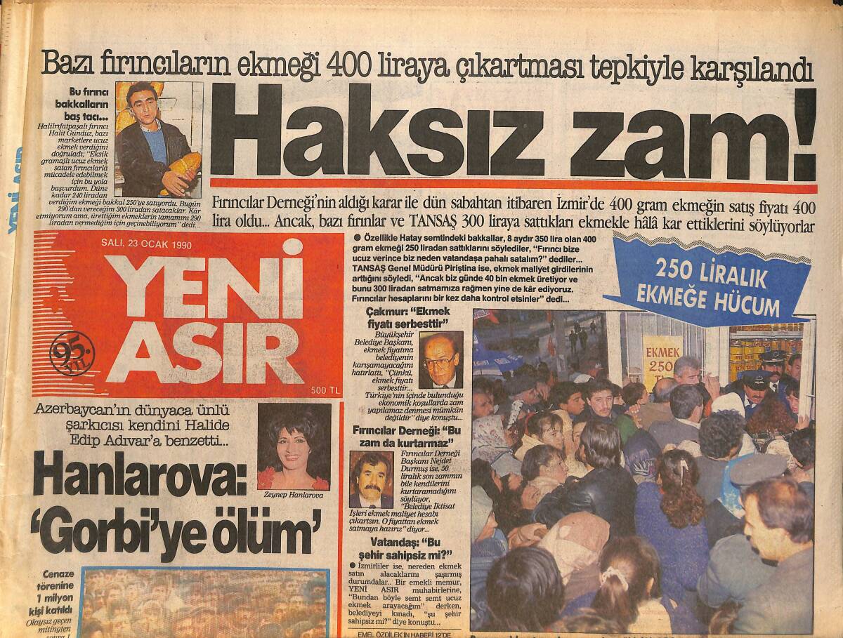Yeni Asır Gazetesi 23 Ocak 1990 - Göcek'in Başkanı Hapisten Çıkamıyor - TÜSİAD'da Doğum Sancısı GZ134376 - 1