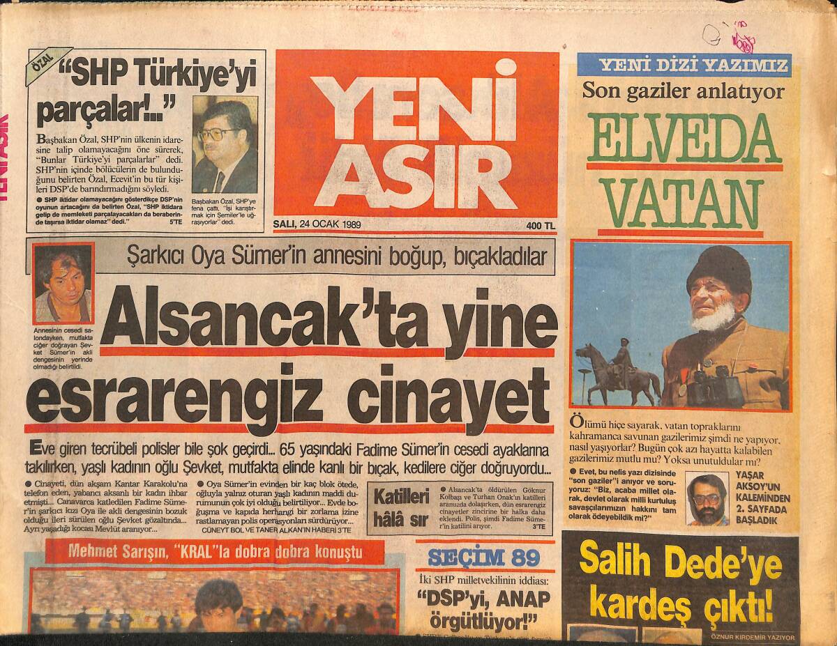 Yeni Asır Gazetesi 24 Ocak 1989 - Alsancak'ta Yine Esrarengiz Cinayet - Galatasaray Nerede ? GZ132083 - 1
