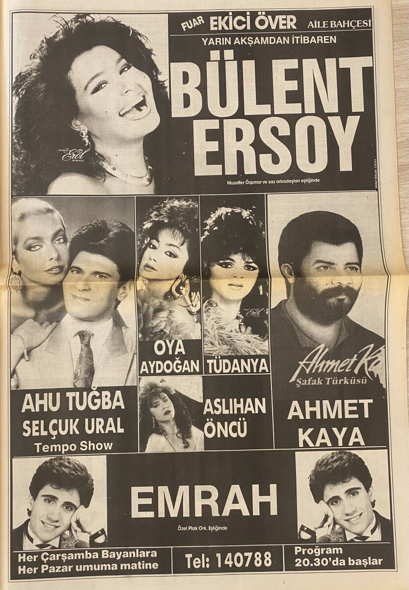 Yeni Asır Gazetesi 25 Ağustos 1989 - Fuar Akasyalar, Lunapark, Ekici Över - Bülent Ersoy, İbrahim Tatlıses, Ahu Tuğba, Hülya Avşar, Ahmet Kaya, Emrah GZ132172 - 3