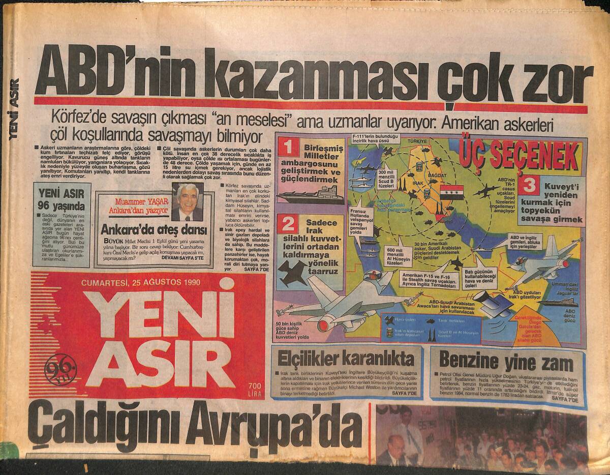 Yeni Asır Gazetesi 25 Ağustos 1990 - Bunun Adı Bülent Ersoy Şov - ABD'nin Kazanması Çok Zor GZ133727 - 1
