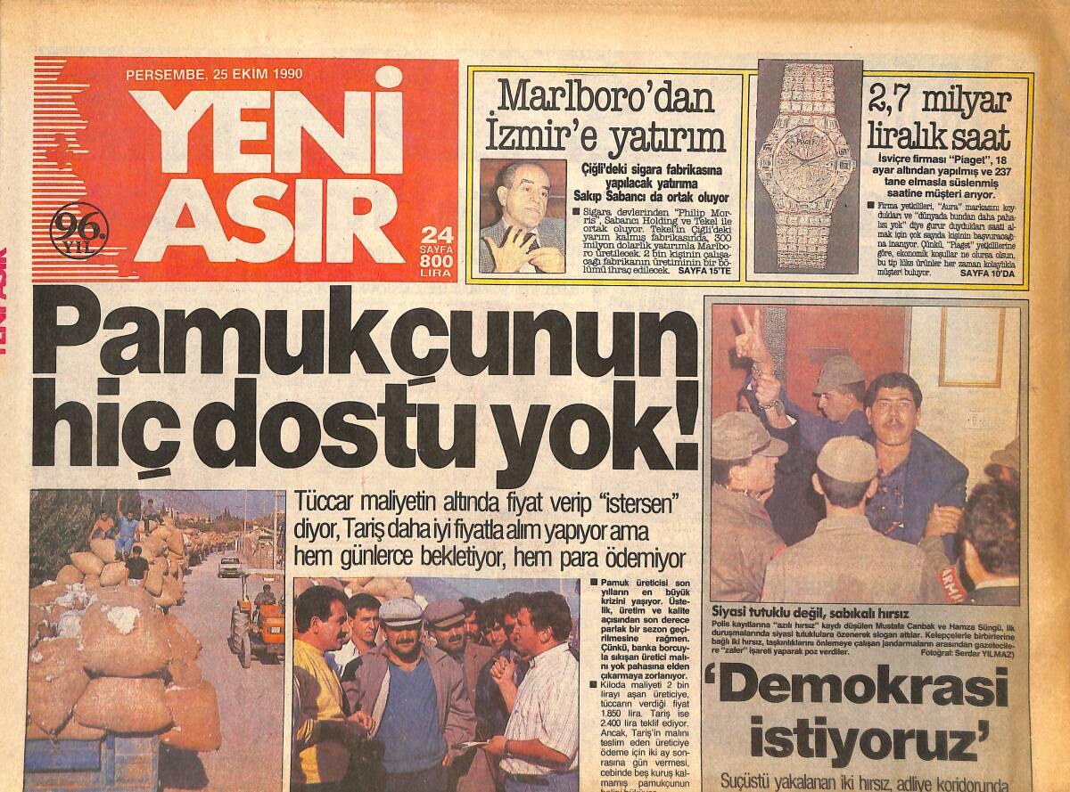 Yeni Asır Gazetesi 25 Ekim 1990 - Baykal Yarışı Bırakmıyor - Pamukçunun Hiç Dostu Yok ! GZ133712 - 1