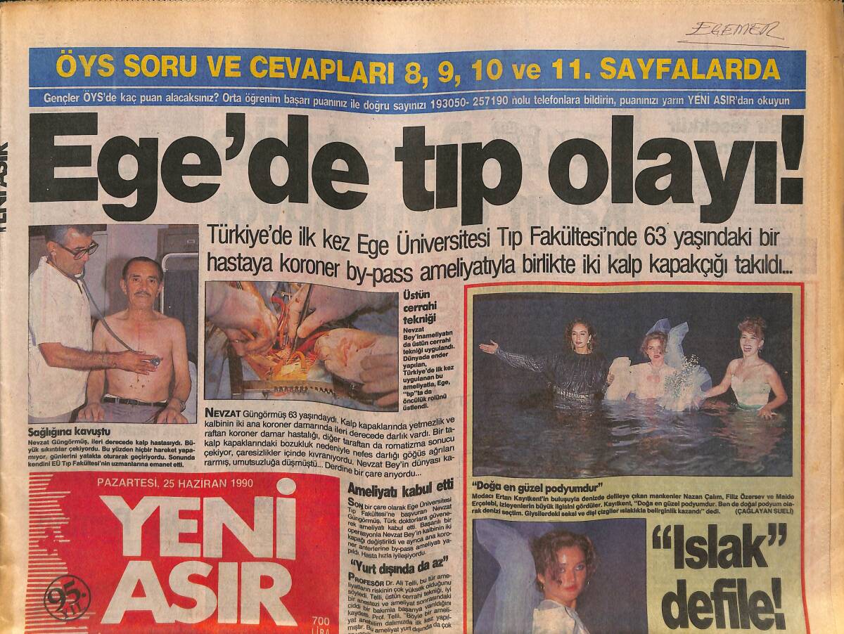 Yeni Asır Gazetesi 25 Haziran 1990 - İran'da Ölü Sayısı 50 Bini Aştı ! - Ege'de Tıp Olayı ! GZ133822 - 1