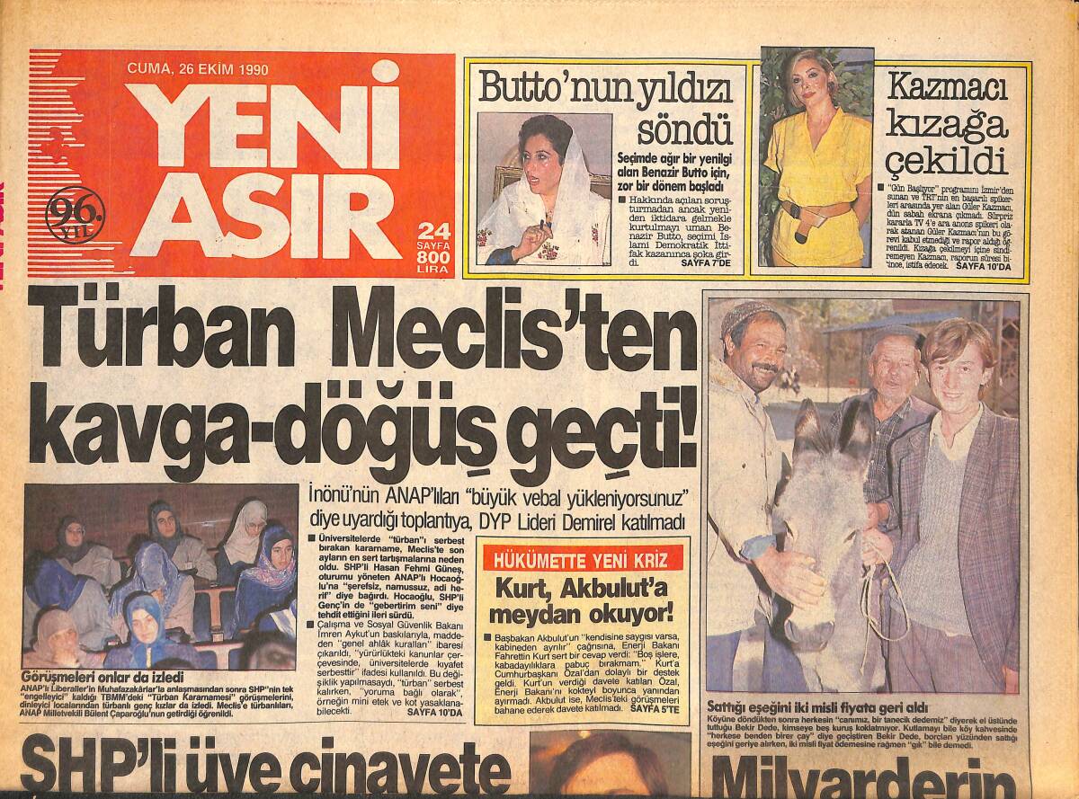 Yeni Asır Gazetesi 26 Ekim 1990 - Sabancı TV'de Şarkıcı - İbrahim Tatlıses'in 2 Saatlik Ekran Saltanatı ! GZ133721 - 1