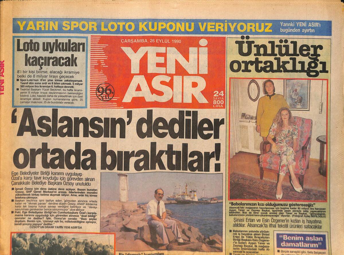 Yeni Asır Gazetesi 26 Eylül 1990 - ABD Başkanı Bush : Özal gibi Cesaretli Ve Kararlı Bir Müttefik Yok Dedi - Petrolün Varili 41.25 Dolar GZ132249 - 1