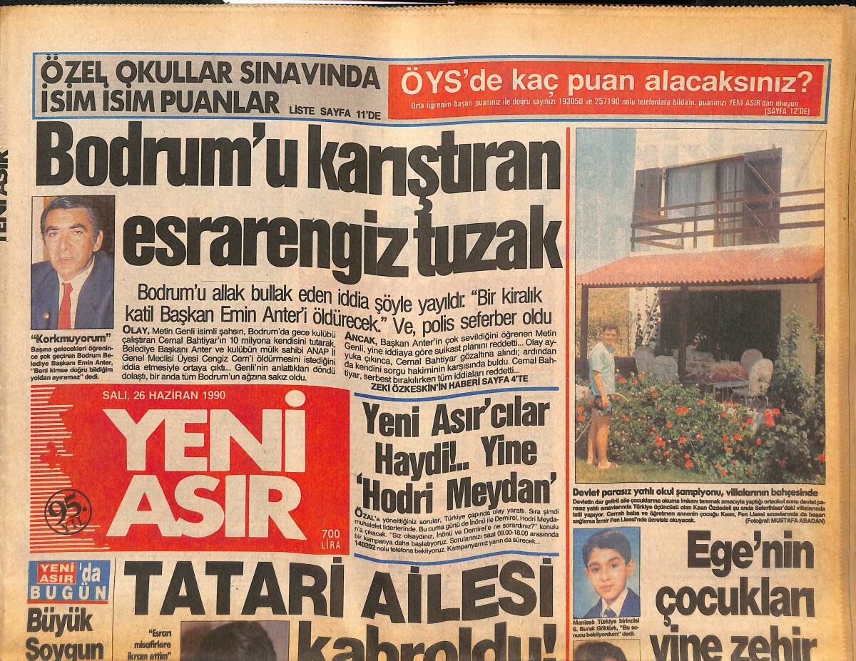 Yeni Asır Gazetesi 26 Haziran 1990 - Tatari Ailesi Kahroldu - Akbulut , Yine Patinaj Yaptı GZ133821 - 1