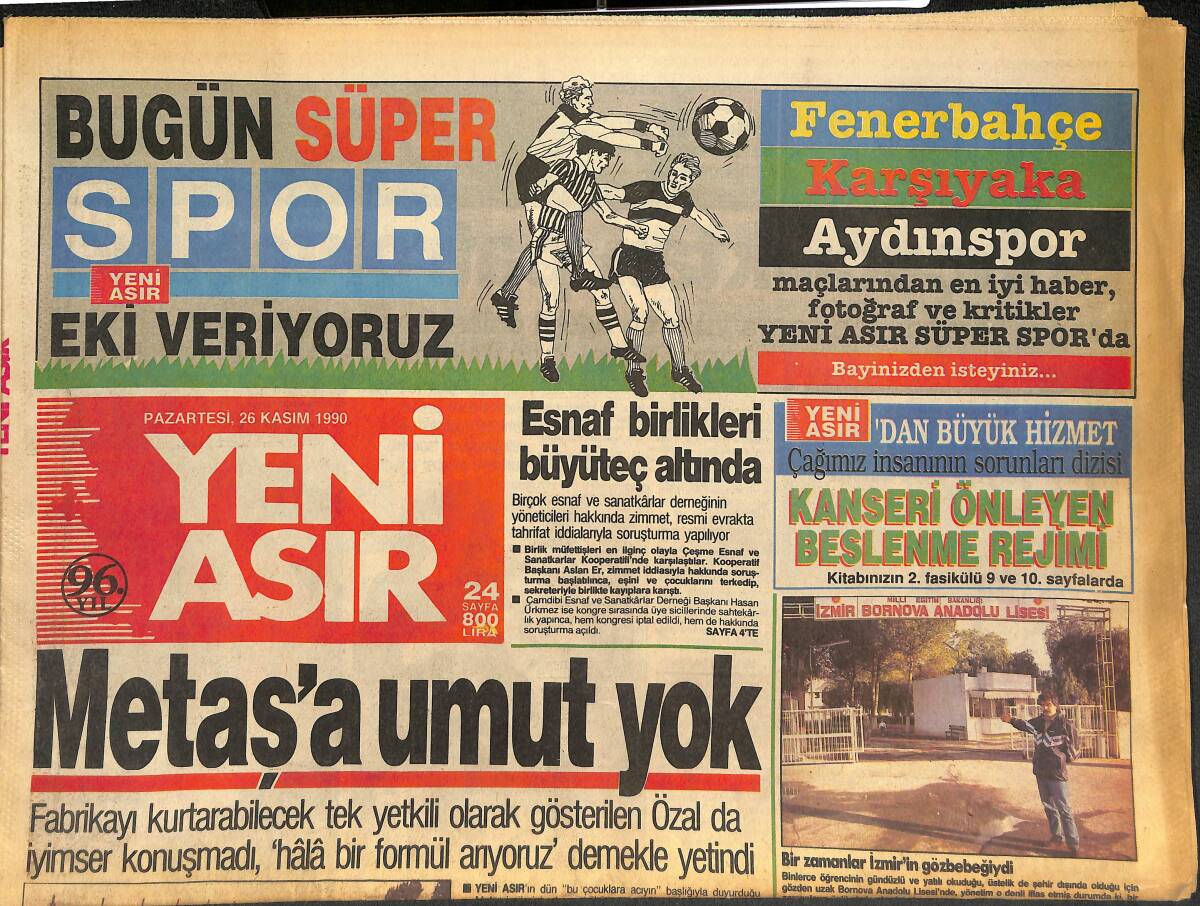 Yeni Asır Gazetesi 26 Kasım 1990 - Körfez Krizini Bush Anlattı - İstanbul İçin İdeal Şampuan GZ133563 - 1
