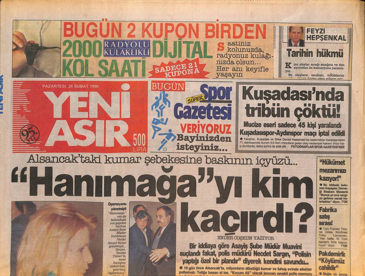 Yeni Asır Gazetesi 26 Şubat 1990 - Ünlü İşadamı Milyarder Yayıncı Malcolm Forbes , Uykuda Kalp Krizi Geçirdi GZ133575 - 1