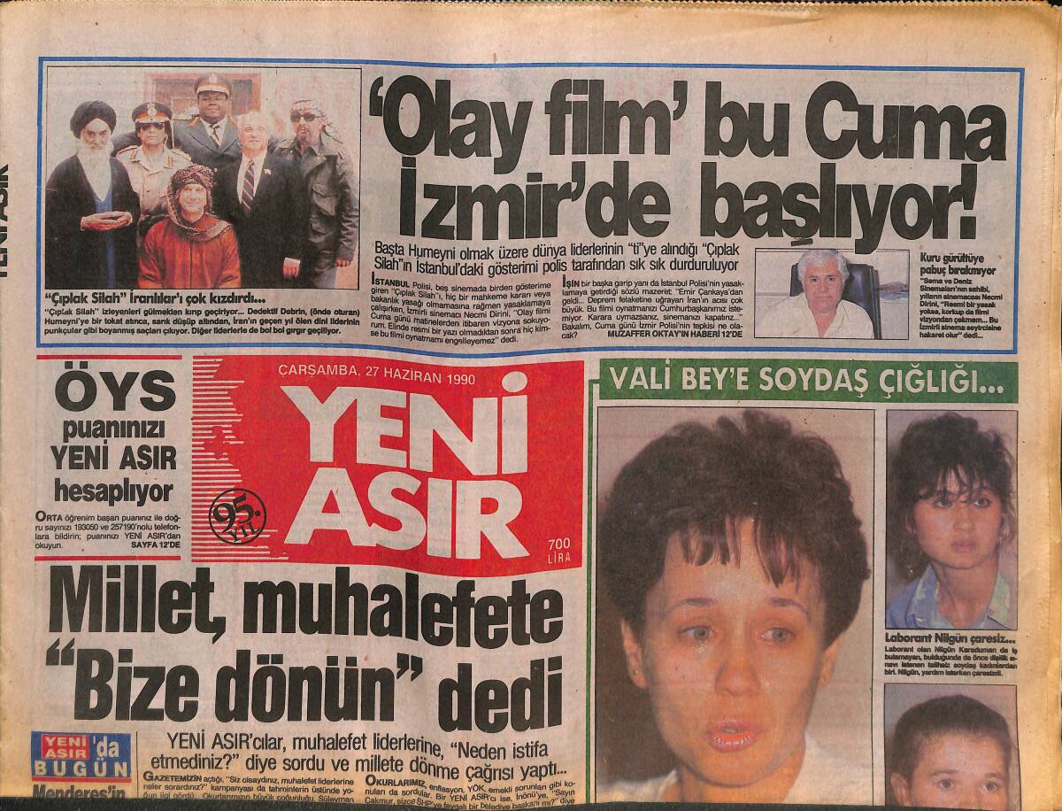 Yeni Asır Gazetesi 27 Haziran 1990 - İZFAŞ Genel Müdürü Gürgüç - Vicini'nin Tutsakları GZ133820 - 1