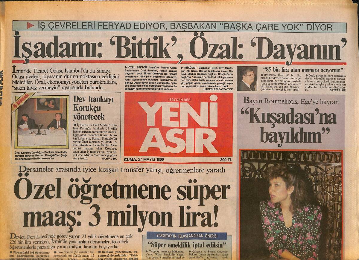 Yeni Asır Gazetesi 27 Mayıs 1988 - Dersaneler Arasında İyice Kızışan Transfer Yarışı , Öğretmenlere Yaradı - SHP'de İsim Tartışması GZ133757 - 1
