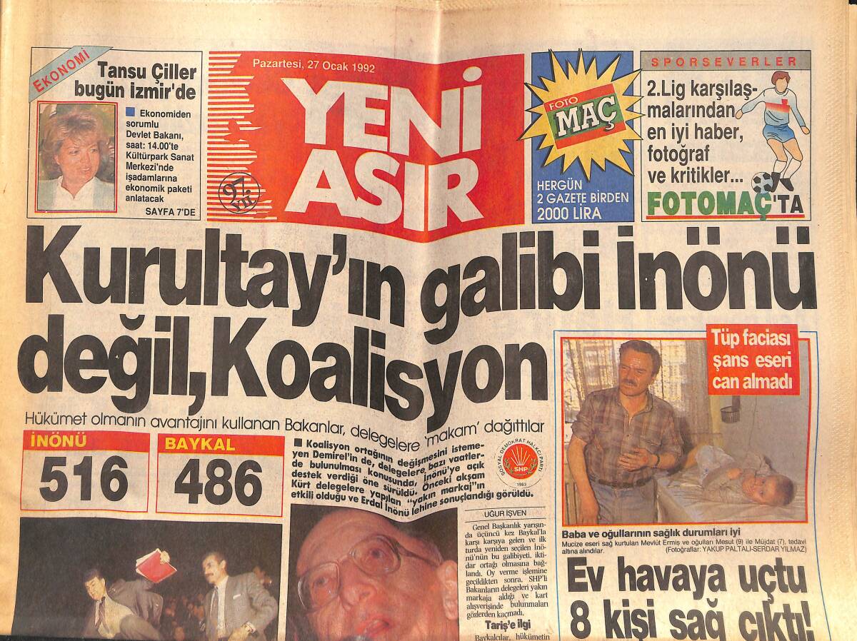 Yeni Asır Gazetesi 27 Ocak 1992 - 12 Eylül Sonrası İlk Memur Mitingi Olaysız - ABD Artık Sovyet Füzelerinin Hedefi Değil GZ134060 - 1