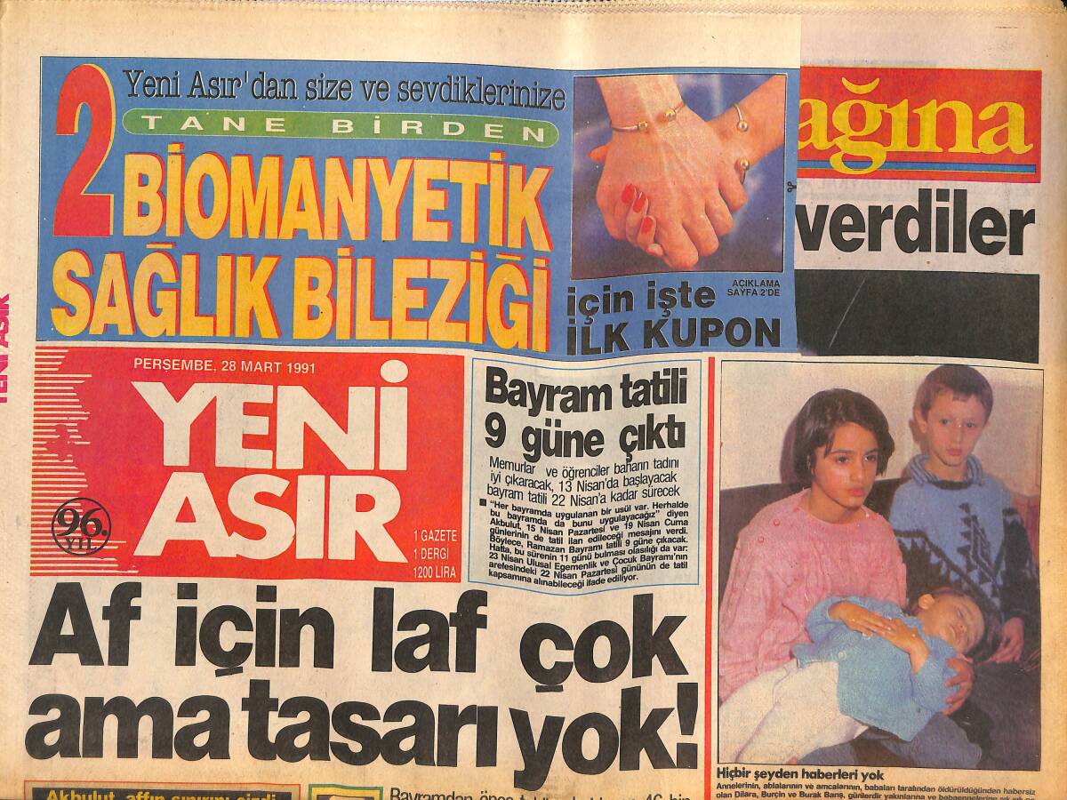 Yeni Asır Gazetesi 28 Mart 1991 - Afyon Çimento İyi Başladı - Irak Ordusu Savaştan Bıktı GZ134063 - 1