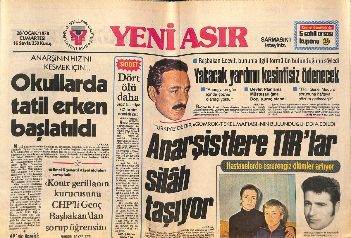 Yeni Asır Gazetesi 28 Ocak 1978 - Galatasaray Bugün Dukla Prag İle Oynuyor GZ134364 - 1