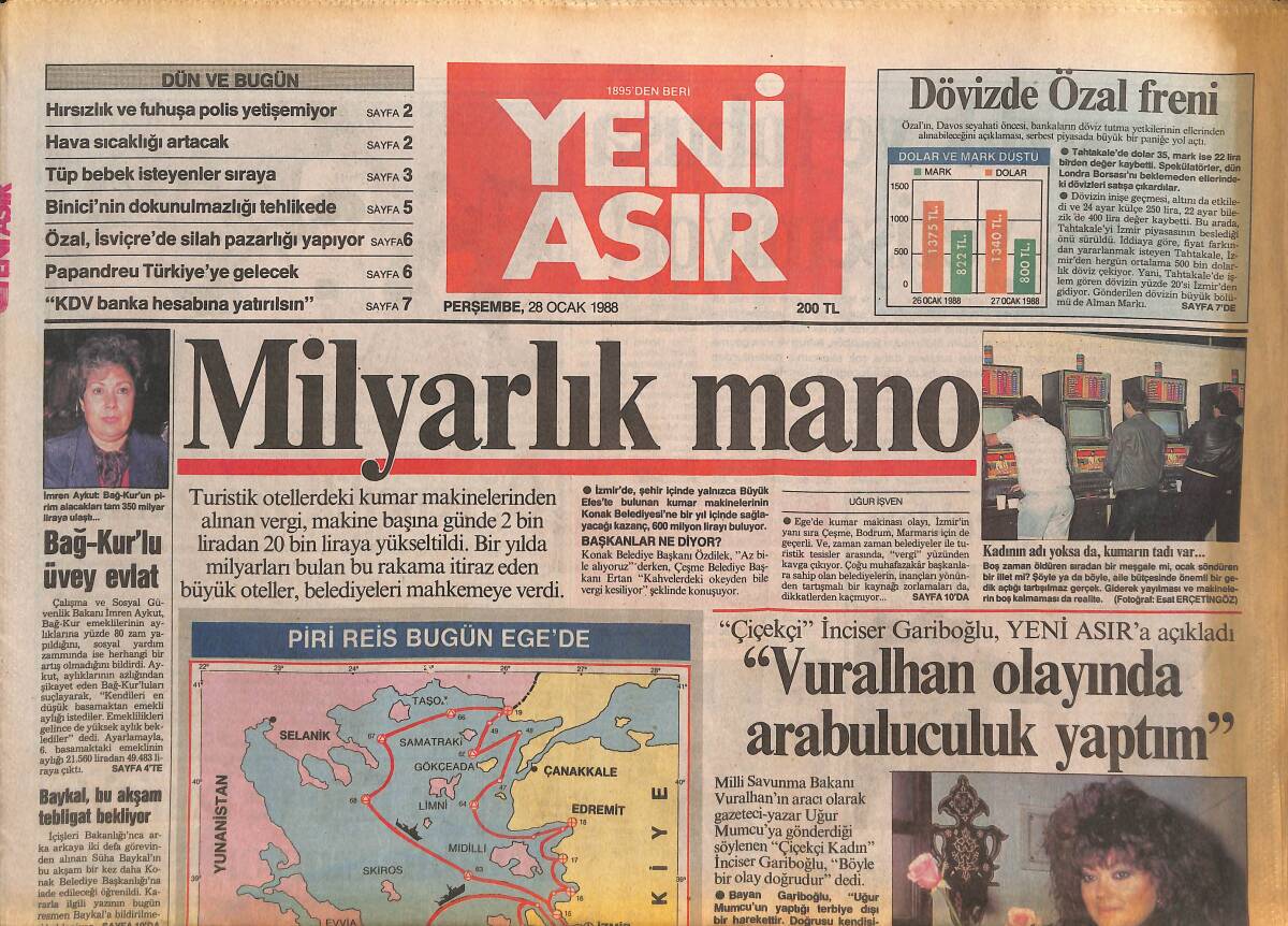 Yeni Asır Gazetesi 28 Ocak 1988 - Polis , Öztürk Serengil'i Gözaltına Aldı - Denizlili İki İşadamından Futbolcu Fabrikası !.. GZ133655 - 1