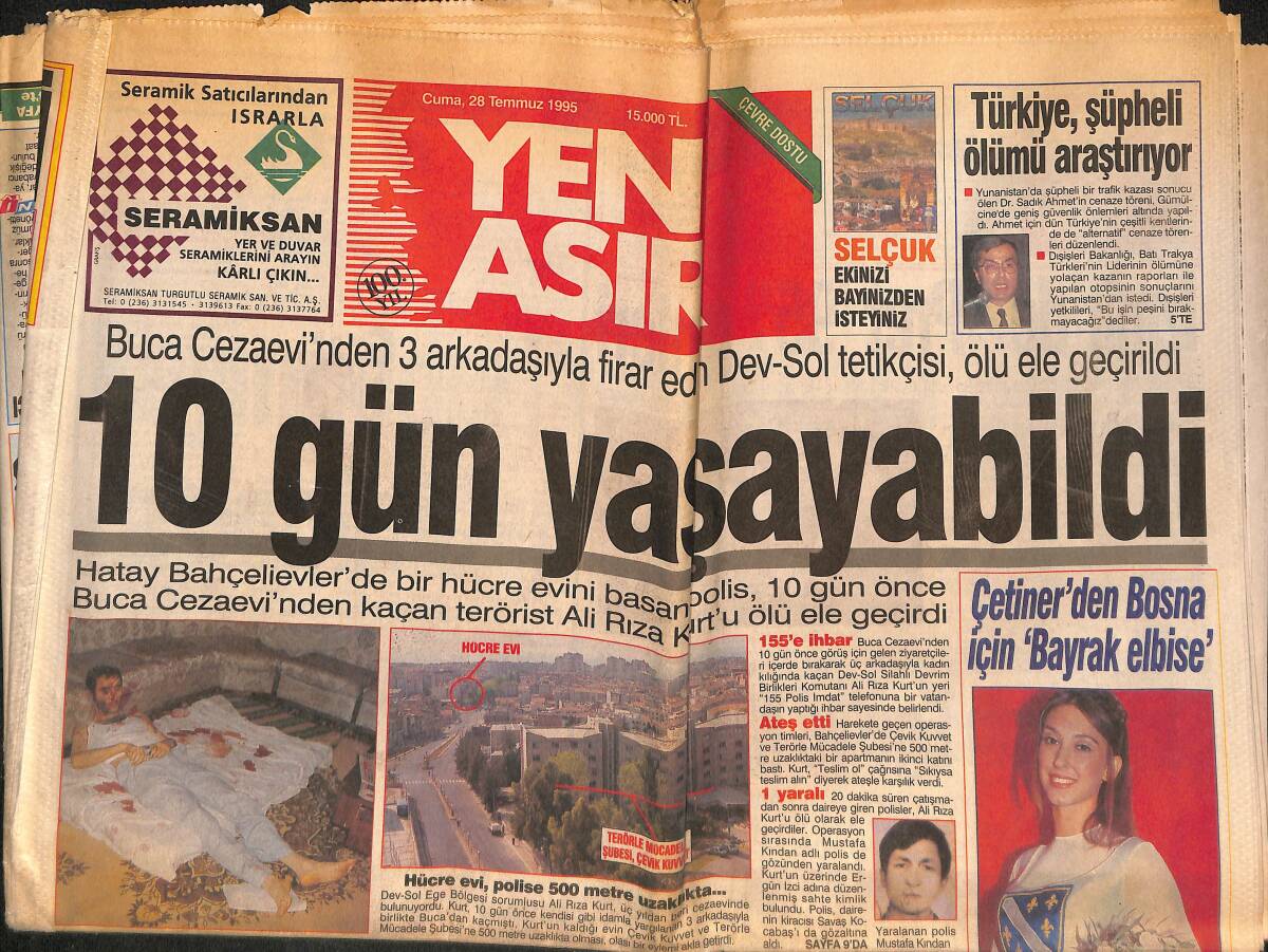 Yeni Asır Gazetesi 28 Temmuz 1995 - Kadıköy İnledi - Büyük Altay'a Büyük Destek GZ134283 - 1