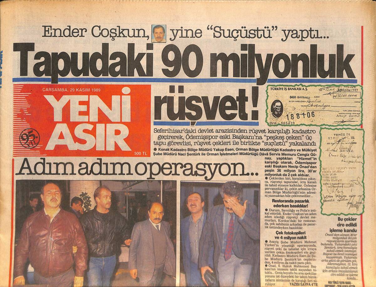 Yeni Asır Gazetesi 29 Kasım 1989 - Memurdan Artık Daha Az Vergi Kesilecek - Fenerbahçe Karantinada; Kalecisi Schumacher Sarılık Hastası Oldu GZ132316 - 1