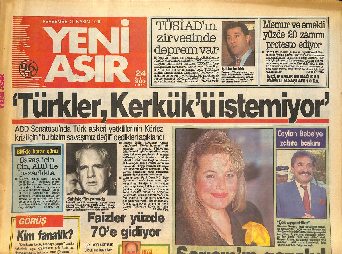 Yeni Asır Gazetesi 29 Kasım 1990 - Yugoslavya Parçalanıyor - Jivkov : Asla Komünist Olmam GZ133562 - 1
