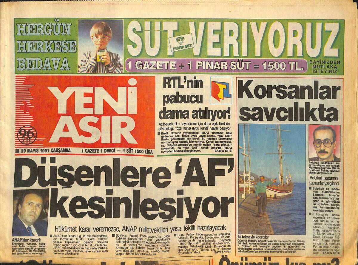 Yeni Asır Gazetesi 29 Mayıs 1991 - ANAP'a Kim Genel Başkan Olacak ?.. - RTL'nin Pabucu Dama Atılıyor ! GZ133780 - 1