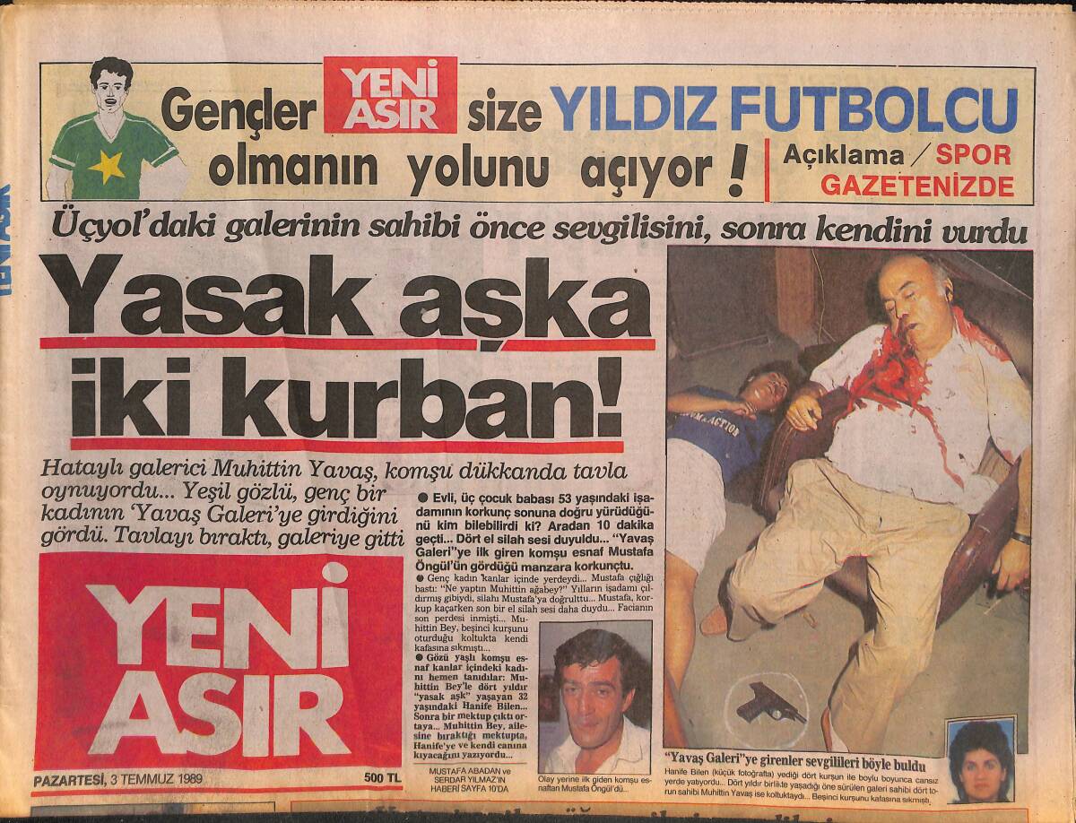 Yeni Asır Gazetesi 3 Temmuz 1989 - Emrah'tan La Toya'ya Çiçek - Aşkım Nur Yengi Zaferi Diskoda Kutladı GZ132143 - 1