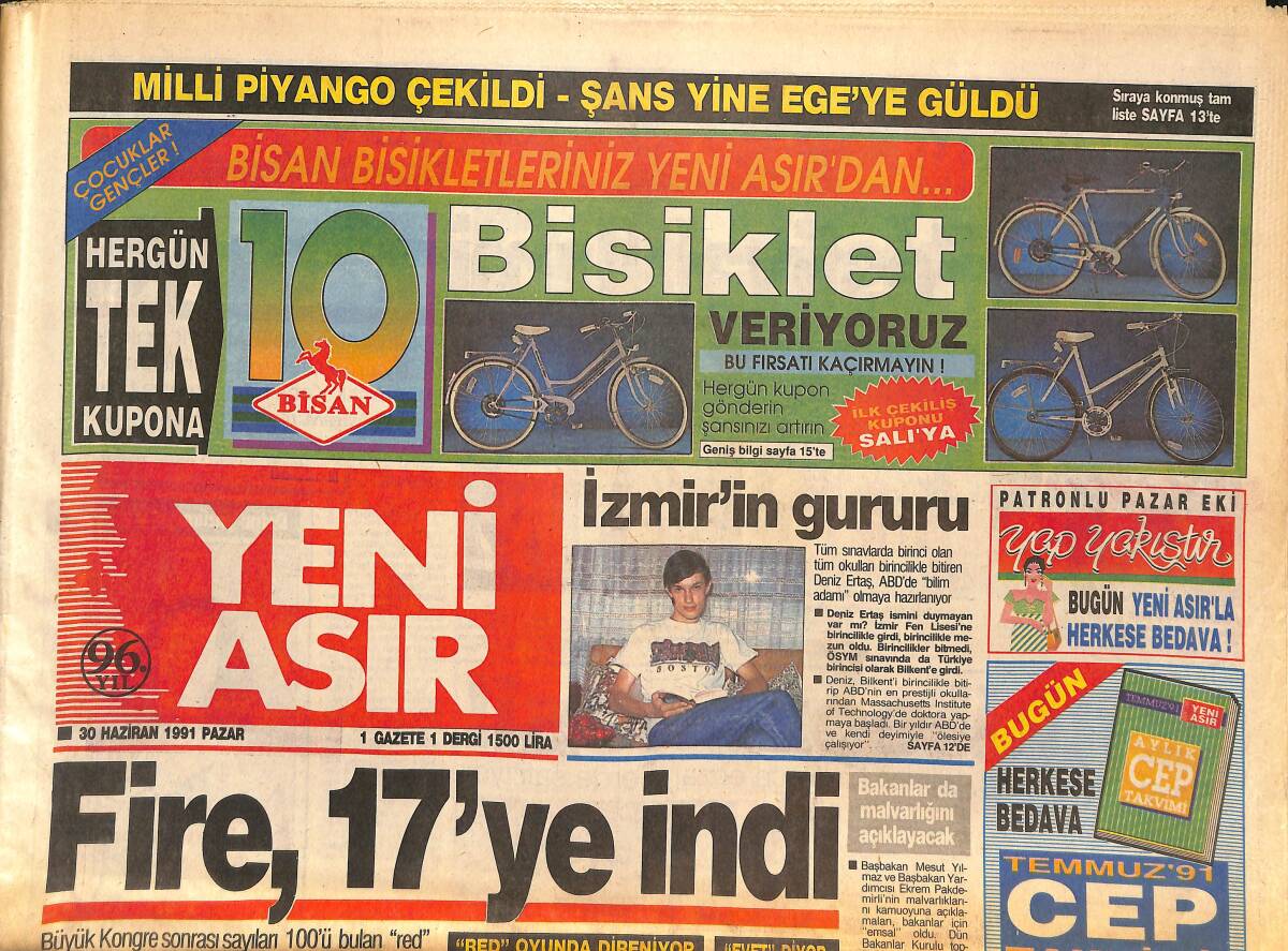 Yeni Asır Gazetesi 30 Haziran 1991 - Türk Futbolcuların Kaybolma Telaşı ! - Sait Faik Adası GZ132134 - 1